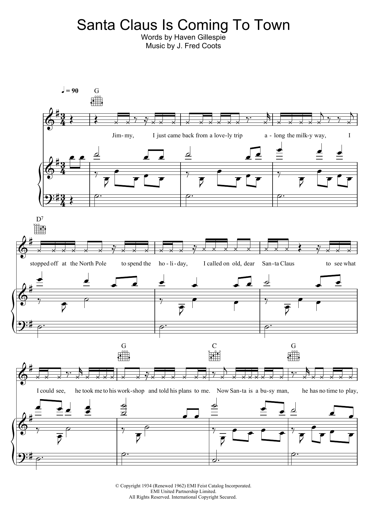 The Crystals Santa Claus Is Comin' To Town Sheet Music