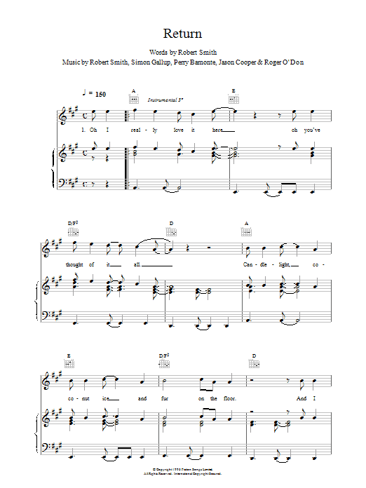 The Cure Return Sheet Music