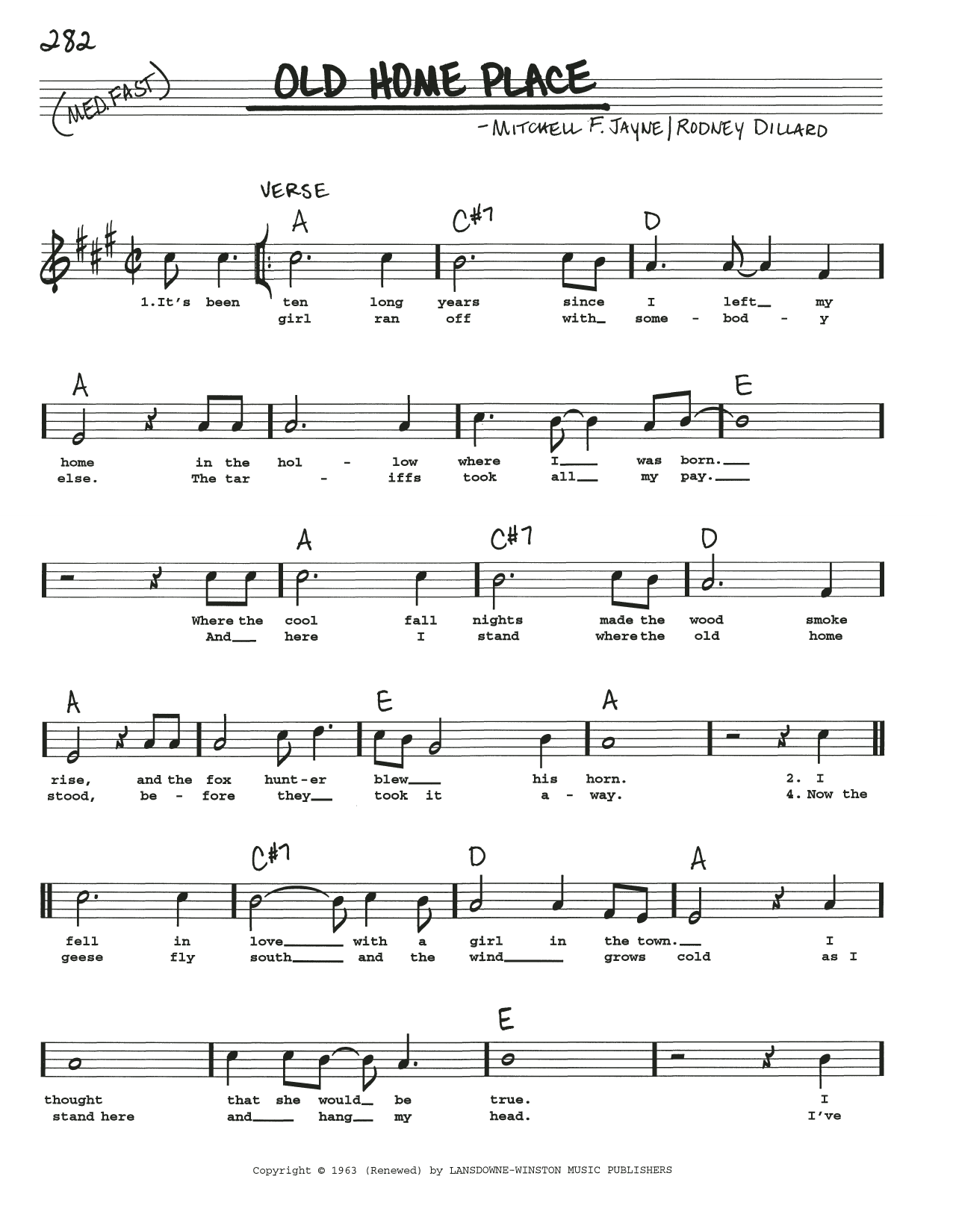 The Dillards Old Home Place Sheet Music