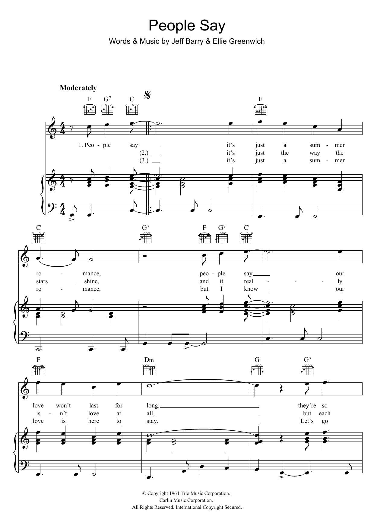 The Dixie Cups People Say Sheet Music