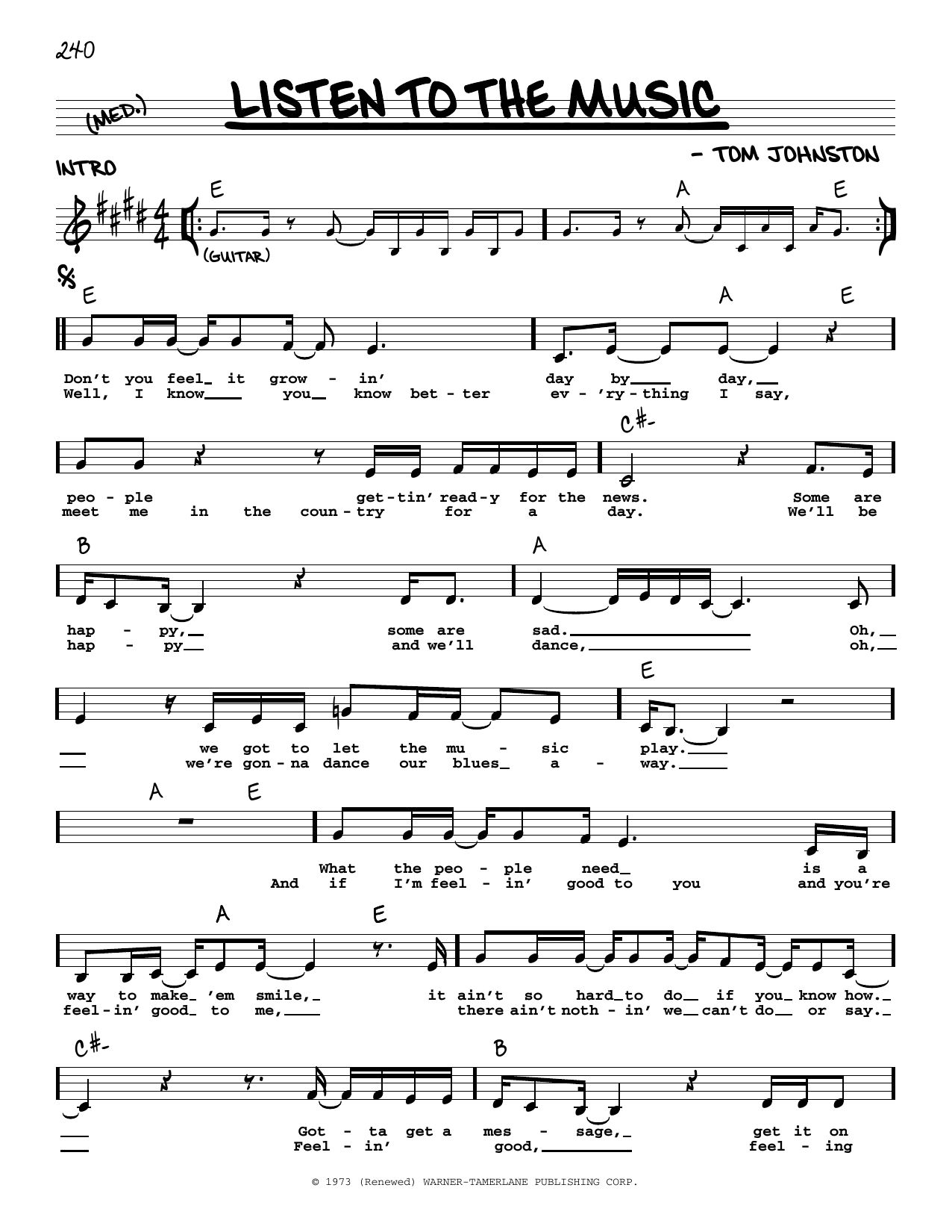 The Doobie Brothers Listen To The Music Sheet Music