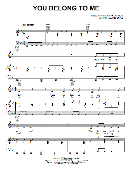 The Doobie Brothers You Belong To Me Sheet Music