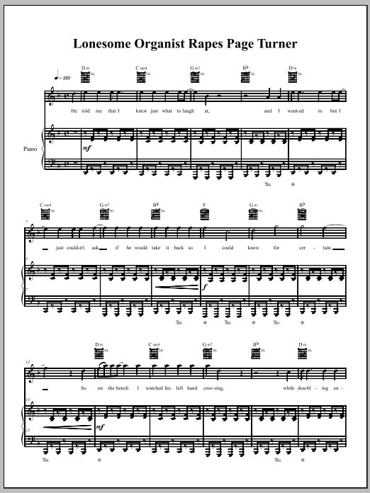 The Dresden Dolls Lonesome Organist Rapes Page-Turner Sheet Music