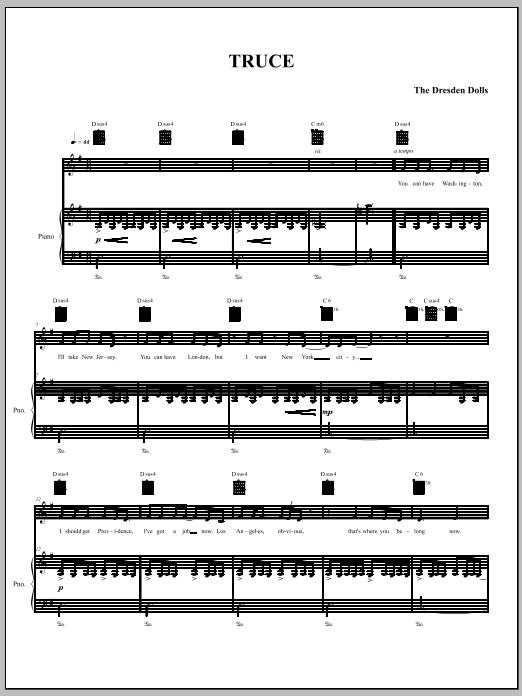The Dresden Dolls Truce Sheet Music