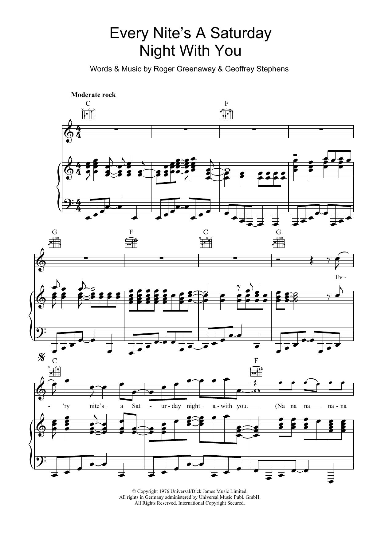 The Drifters Every Nite's A Saturday Night With You Sheet Music