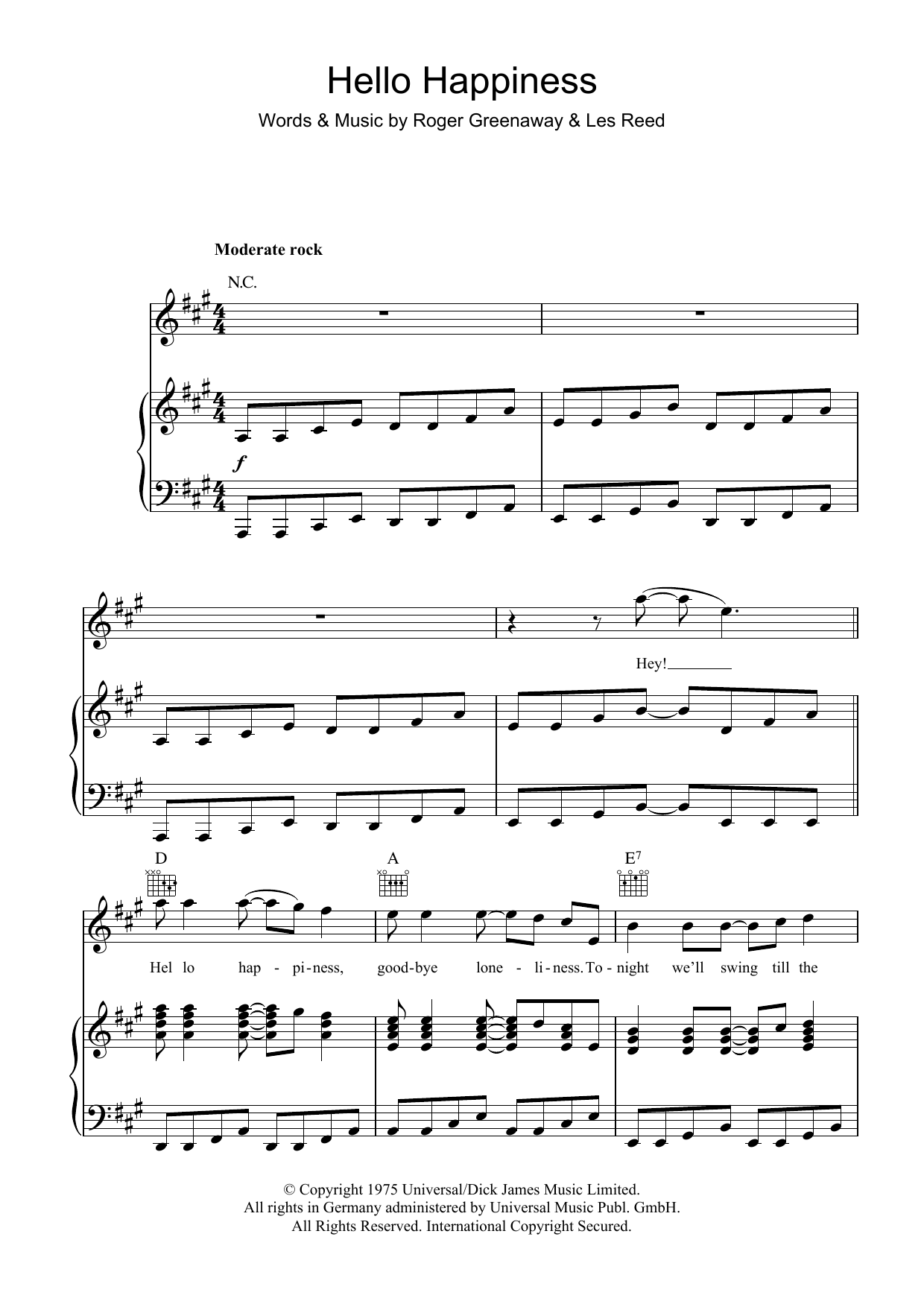 The Drifters Hello Happiness Sheet Music