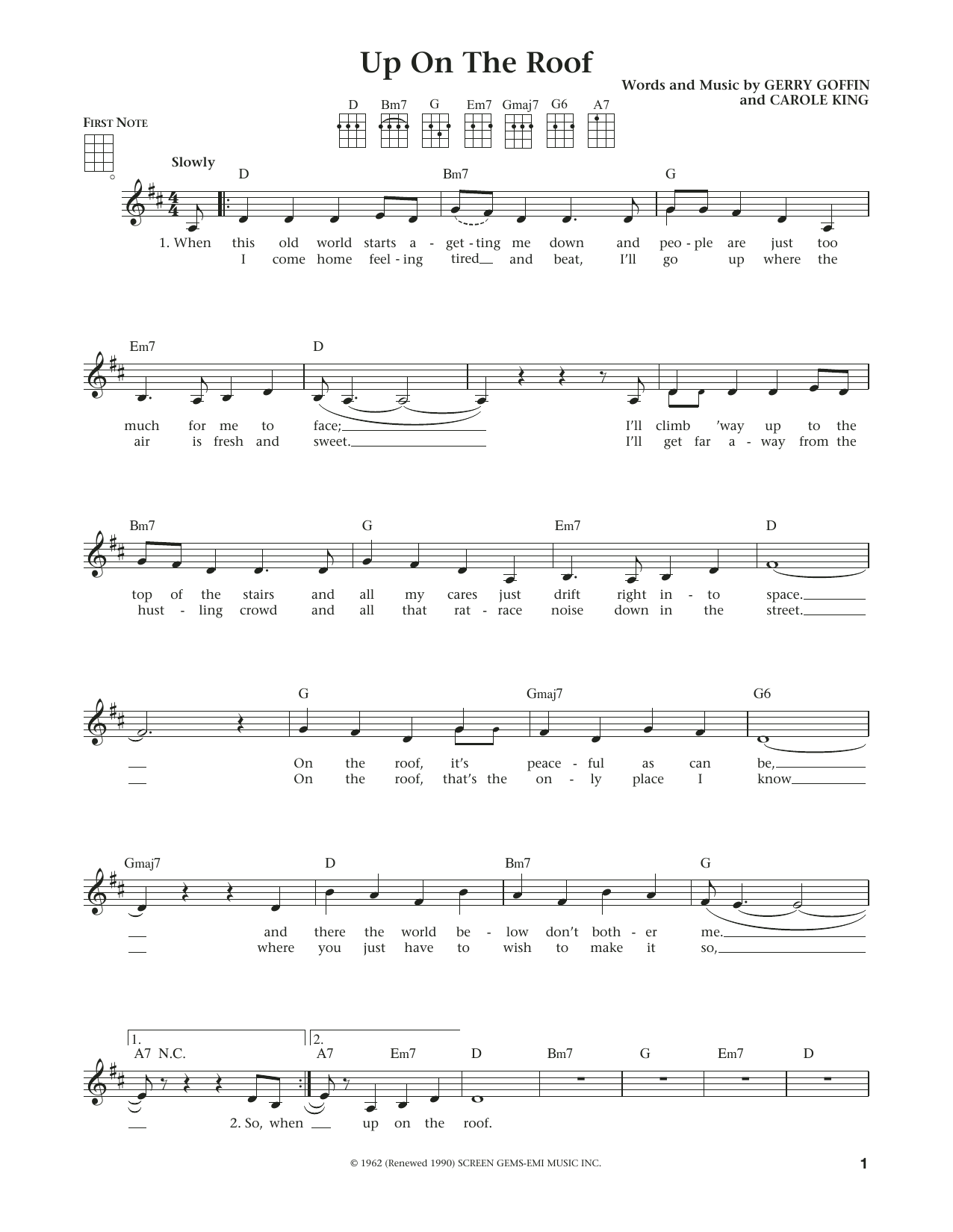 The Drifters Up On The Roof (from The Daily Ukulele) (arr. Liz and Jim Beloff) Sheet Music