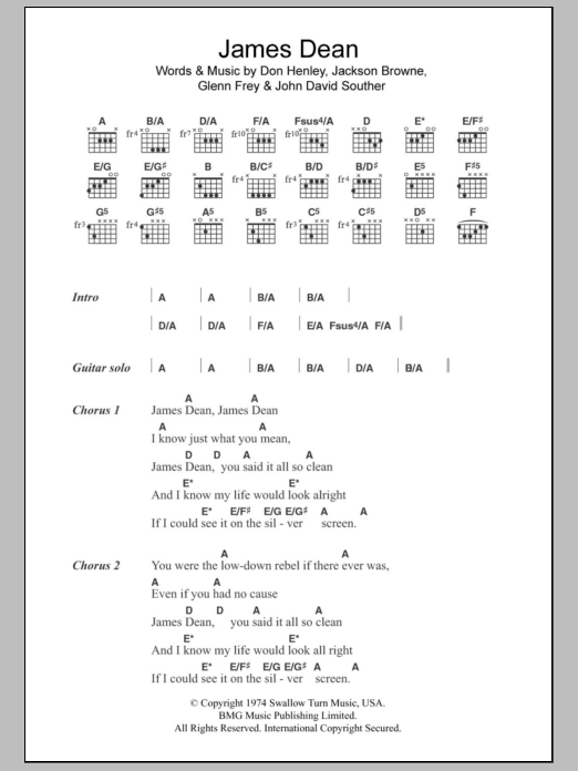 Eagles James Dean Sheet Music