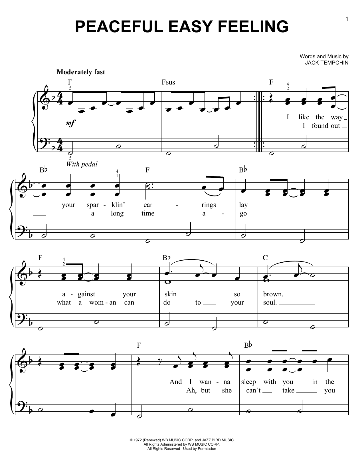Eagles Peaceful Easy Feeling Sheet Music