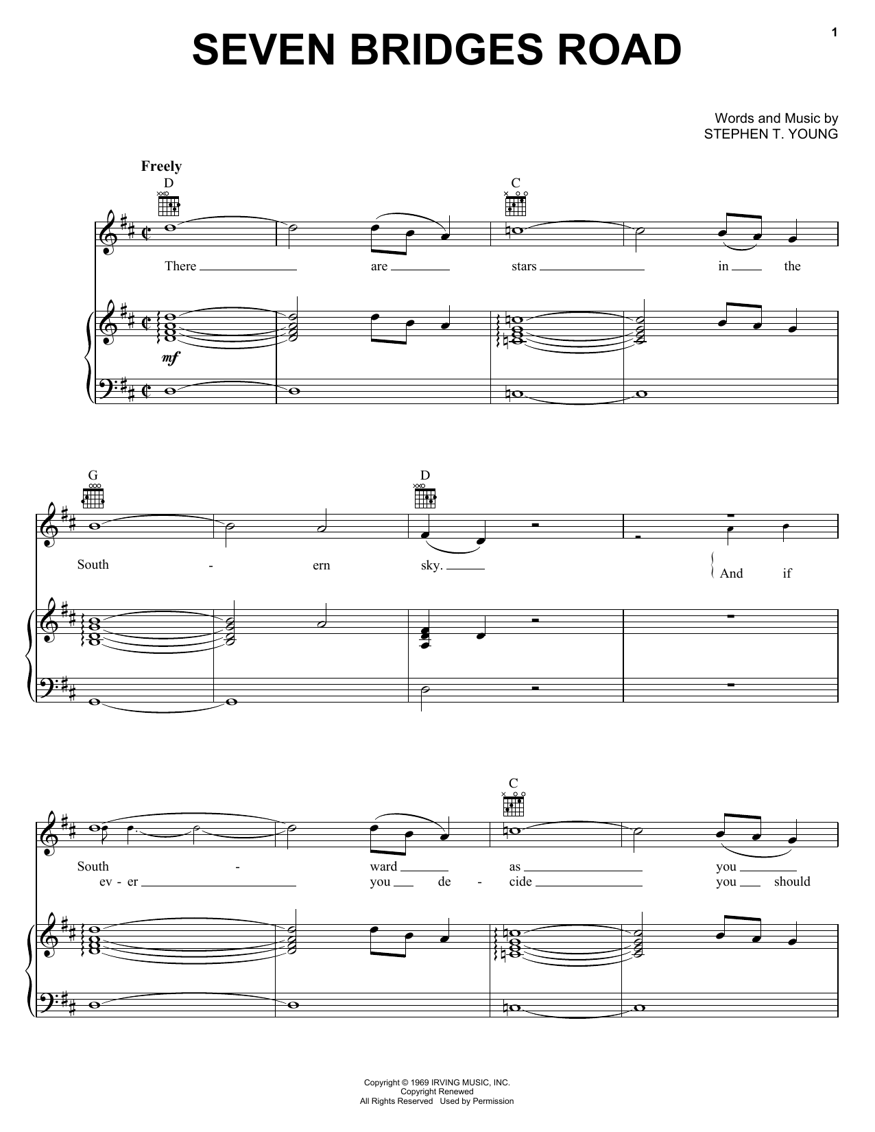Eagles Seven Bridges Road Sheet Music