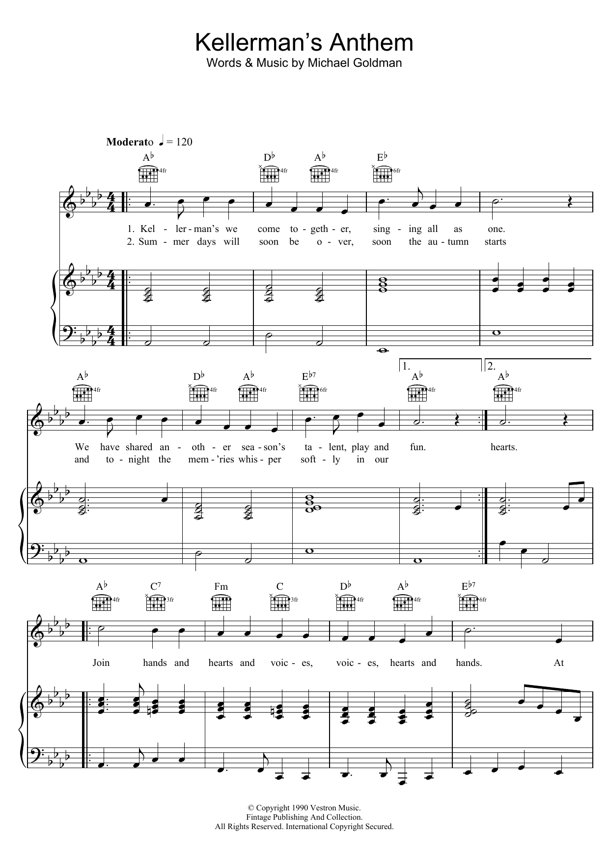 The Emile Bergstein Chorale Kellerman's Anthem (from Dirty Dancing) Sheet Music
