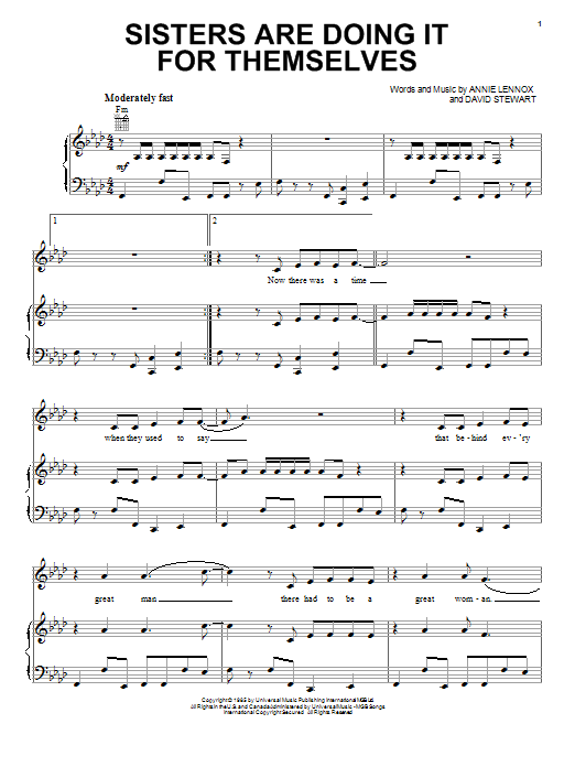 Eurythmics Sisters Are Doing It For Themselves Sheet Music