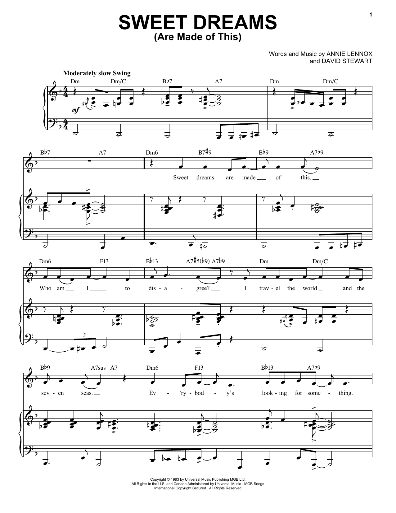 Eurythmics Sweet Dreams (Are Made Of This) [Jazz version] (arr. Brent Edstrom) Sheet Music