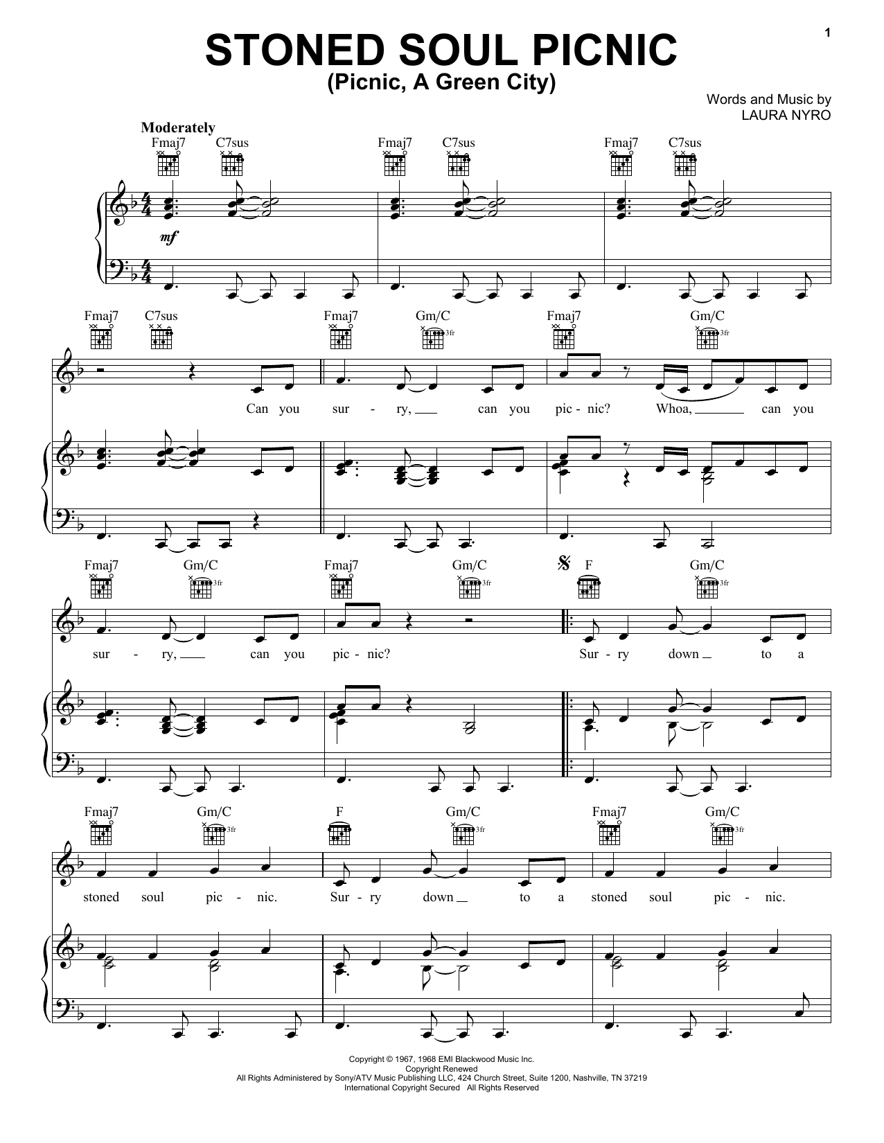 The Fifth Dimension Stoned Soul Picnic (Picnic, A Green City) Sheet Music