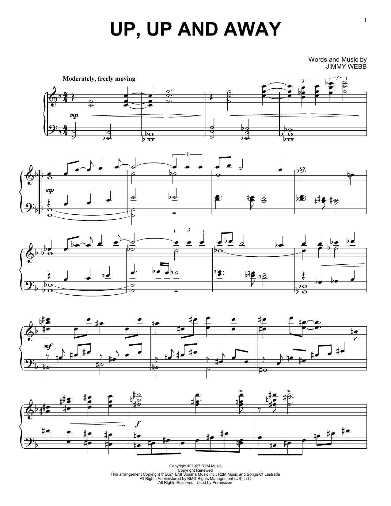 The Fifth Dimension Up, Up And Away [Classical version] Sheet Music