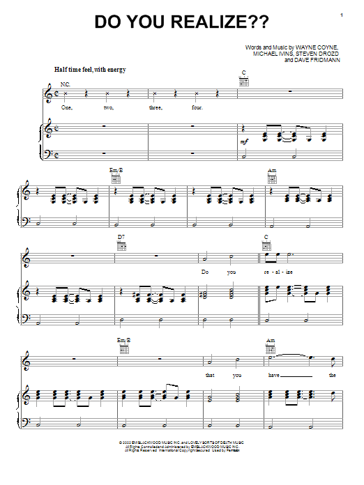 The Flaming Lips Do You Realize?? Sheet Music
