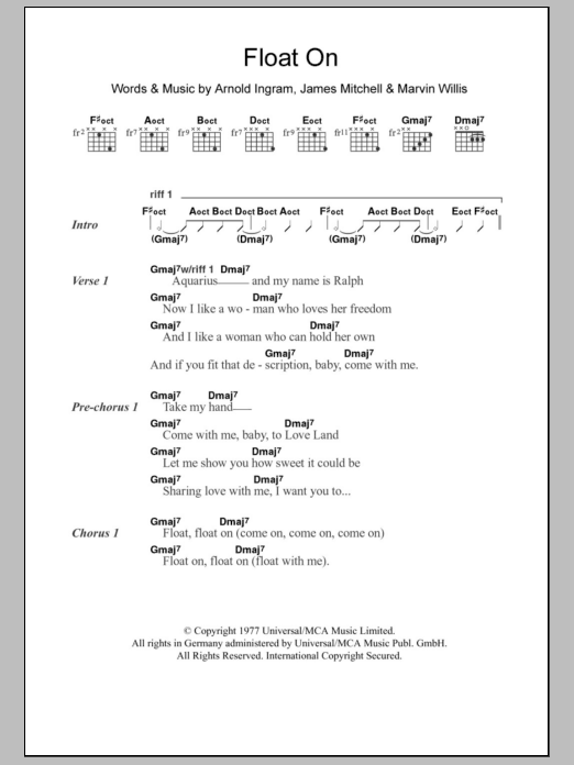 The Floaters Float On Sheet Music