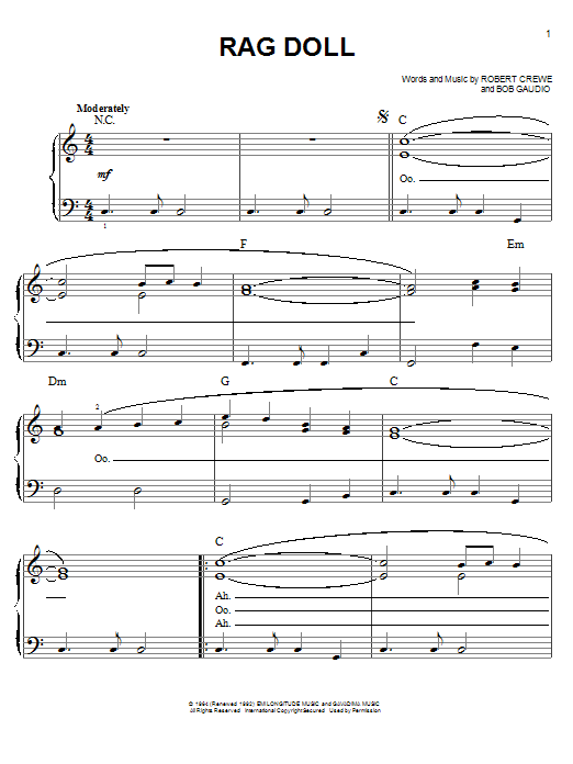 The Four Seasons Rag Doll Sheet Music