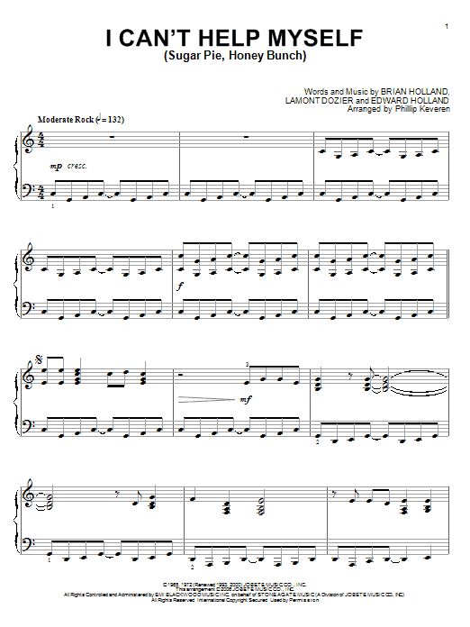 The Four Tops I Can't Help Myself (Sugar Pie, Honey Bunch) (arr. Phillip Keveren) Sheet Music