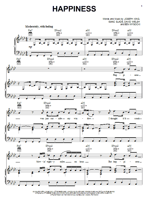 The Fray Happiness Sheet Music