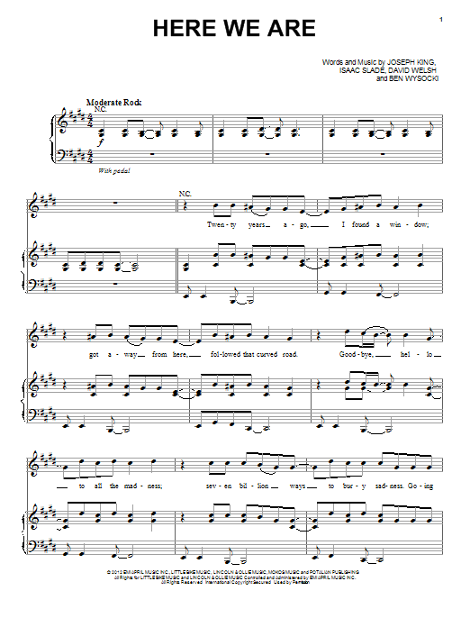 The Fray Here We Are Sheet Music
