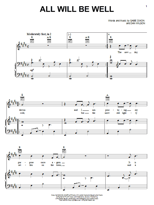 The Gabe Dixon Band All Will Be Well Sheet Music