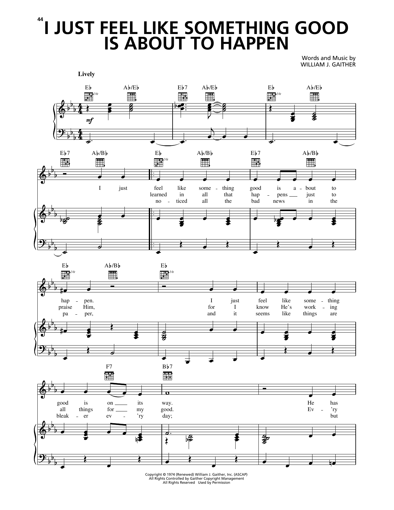 Gaither Vocal Band I Just Feel Like Something Good Is About To Happen Sheet Music
