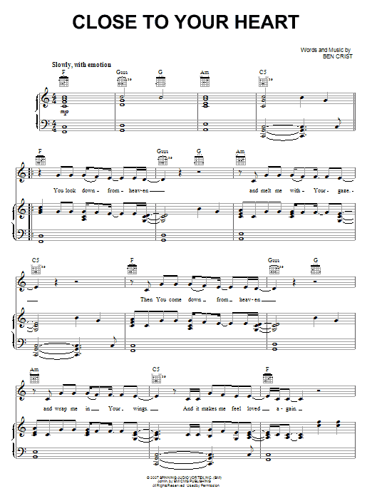 The Glorious Unseen Close To Your Heart Sheet Music