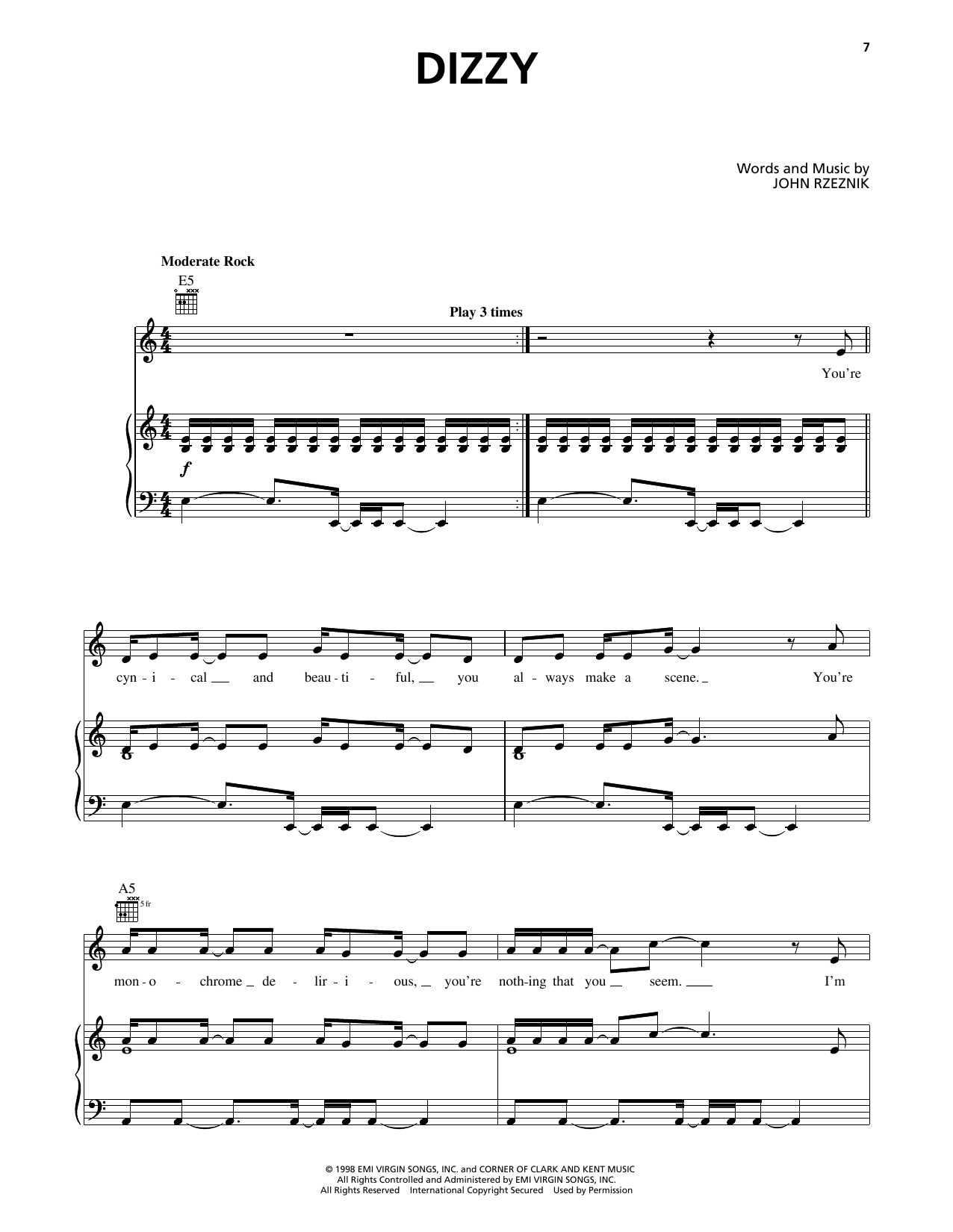 The Goo Goo Dolls Dizzy Sheet Music