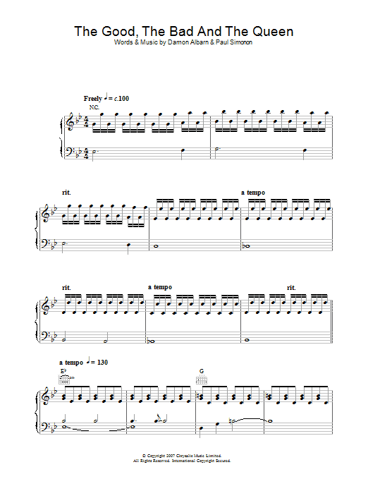 The Good The Bad & The Queen The Good The Bad And The Queen Sheet Music