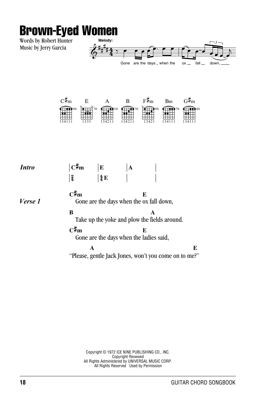 Grateful Dead Brown-Eyed Women Sheet Music