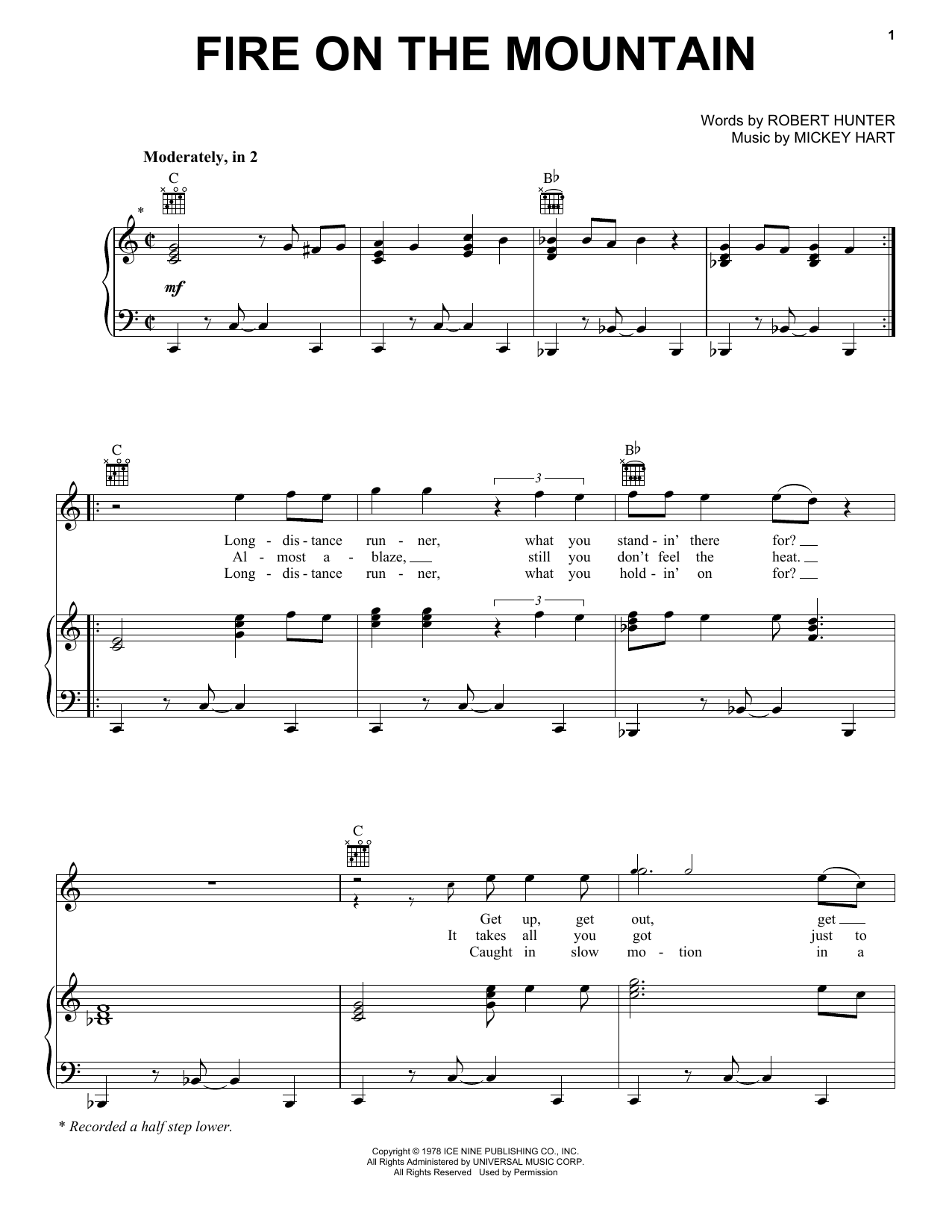 Grateful Dead Fire On The Mountain Sheet Music