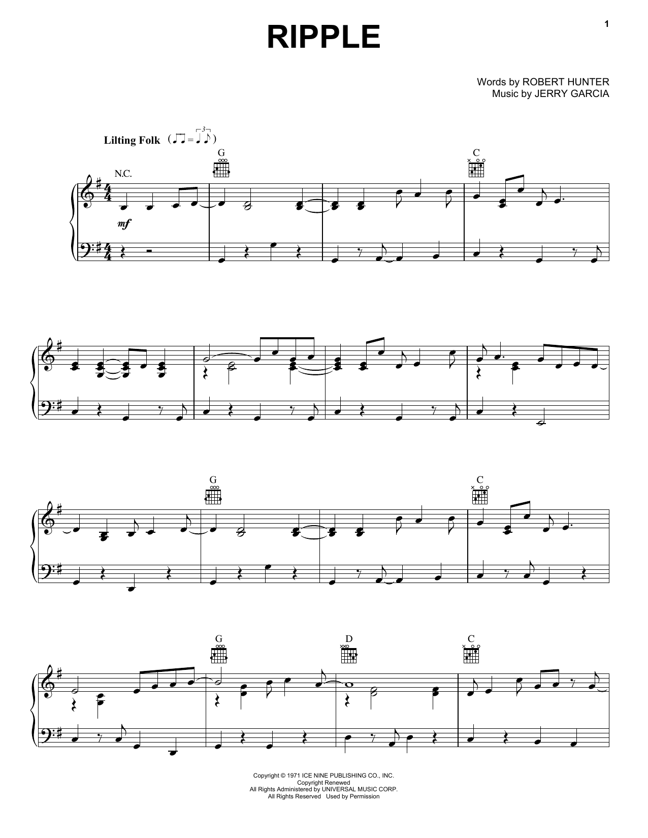 Grateful Dead Ripple Sheet Music