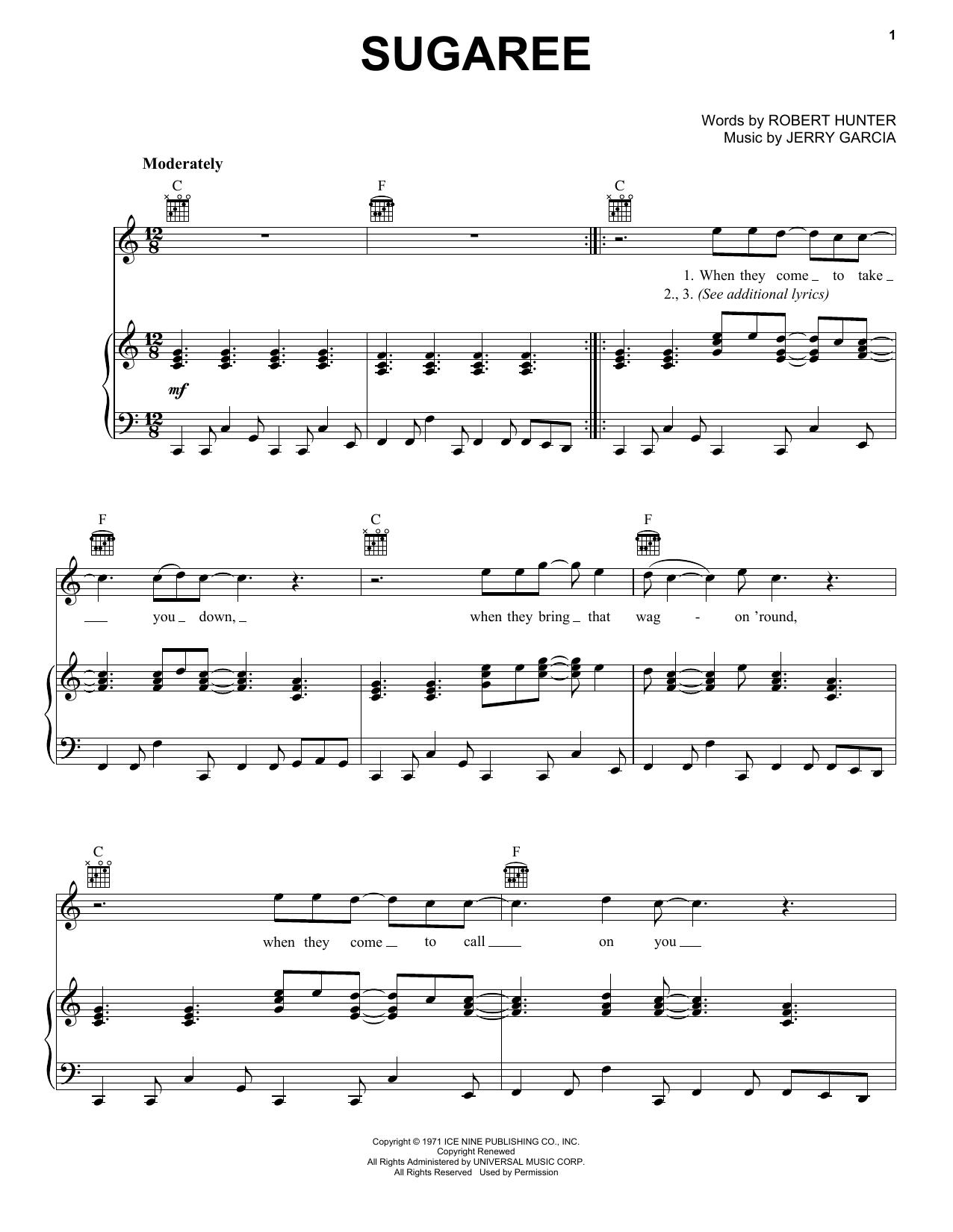 Grateful Dead Sugaree Sheet Music