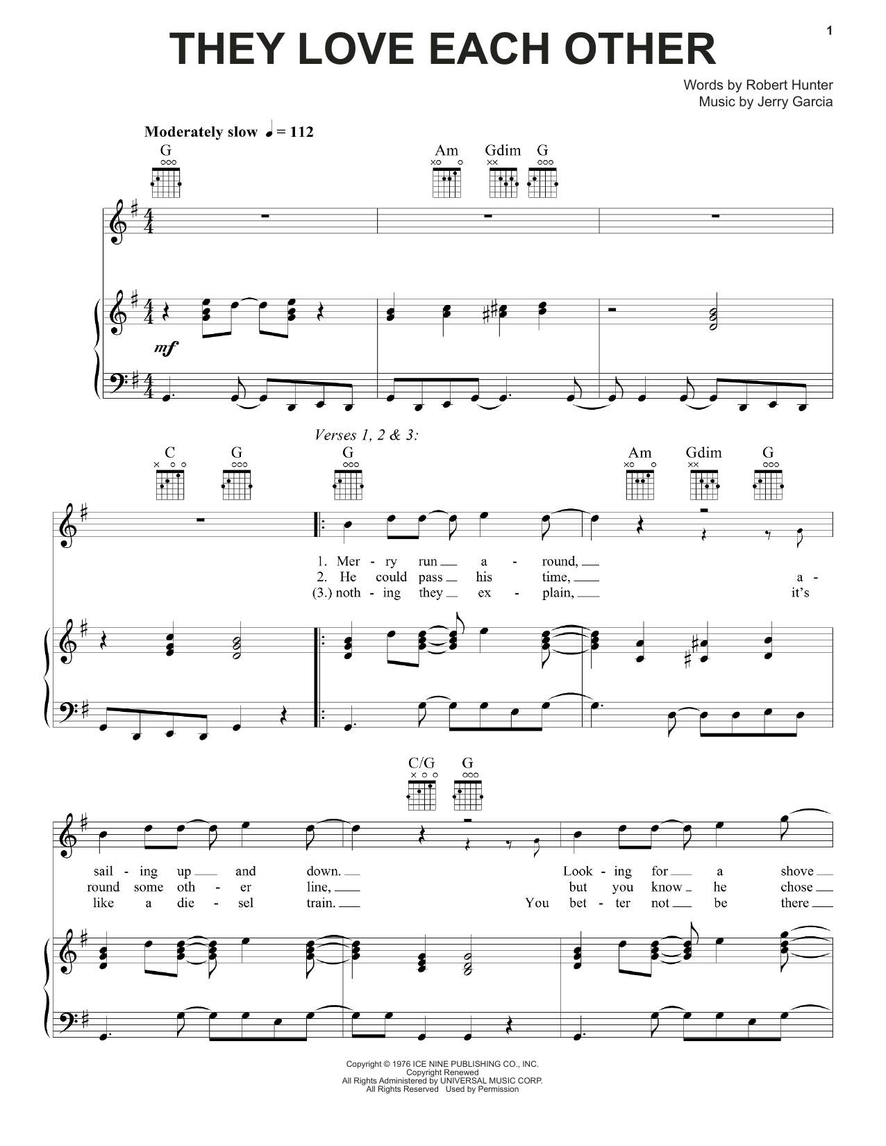 Grateful Dead They Love Each Other Sheet Music