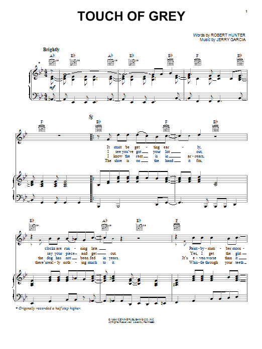 Grateful Dead Touch Of Grey Sheet Music