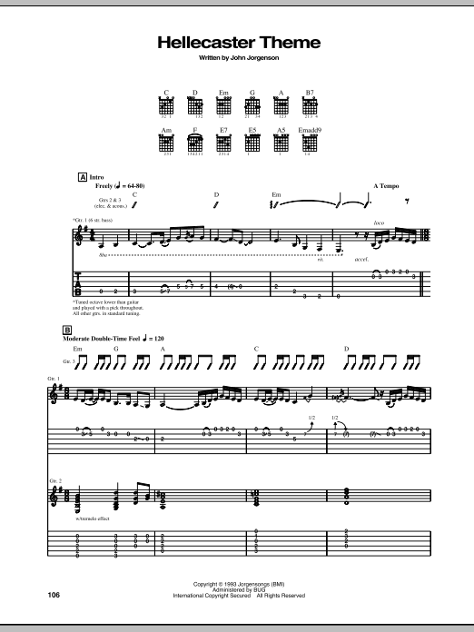 The Hellecasters Hellecaster Theme Sheet Music