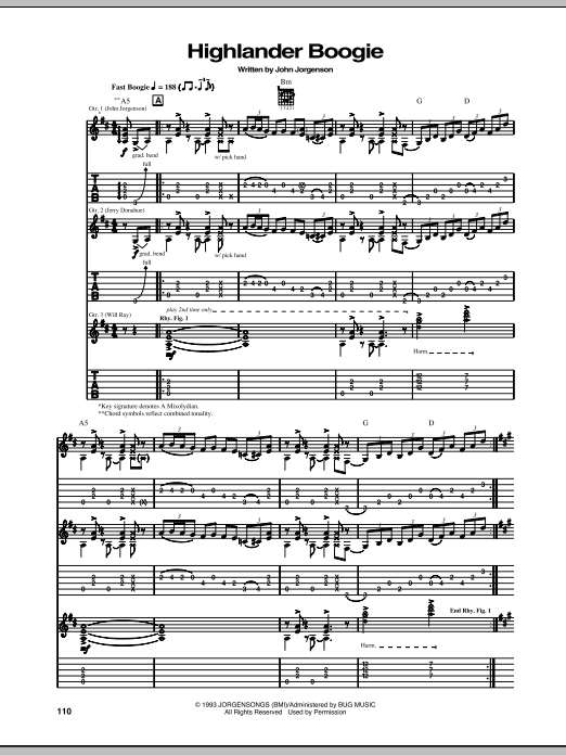The Hellecasters Highlander Boogie Sheet Music