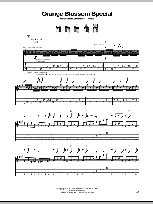 The Hellecasters Orange Blossom Special Sheet Music