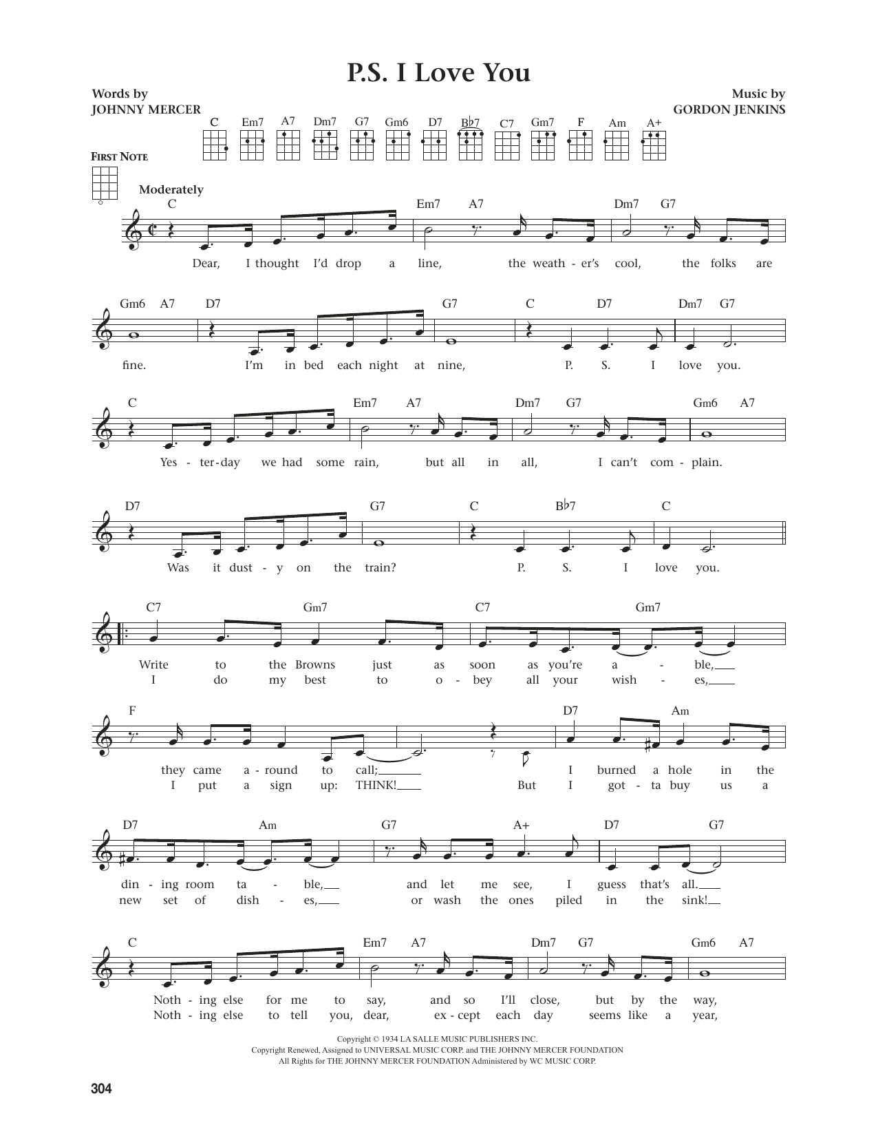 The Hilltoppers P.S. I Love You (from The Daily Ukulele) (arr. Jim Beloff) Sheet Music