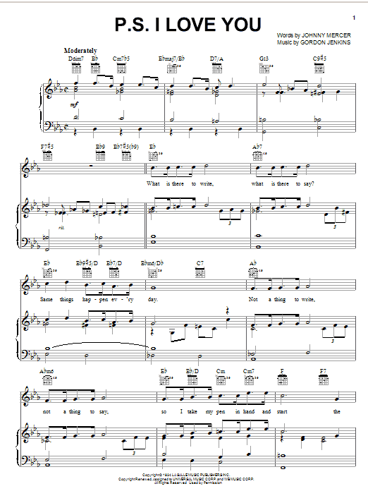 The Hilltoppers P.S. I Love You Sheet Music