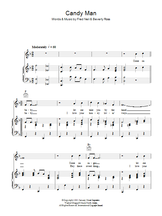 The Hollies Candy Man Sheet Music