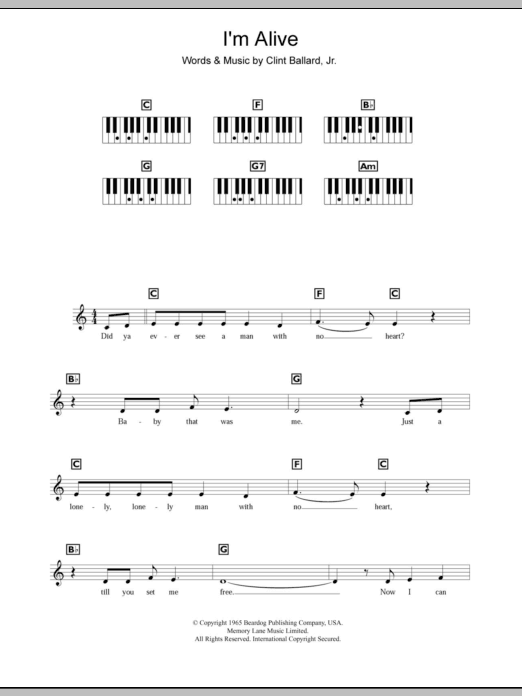 The Hollies I'm Alive Sheet Music