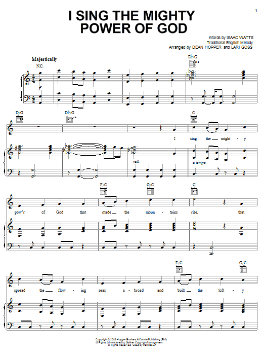 The Hoppers I Sing The Mighty Power Of God Sheet Music