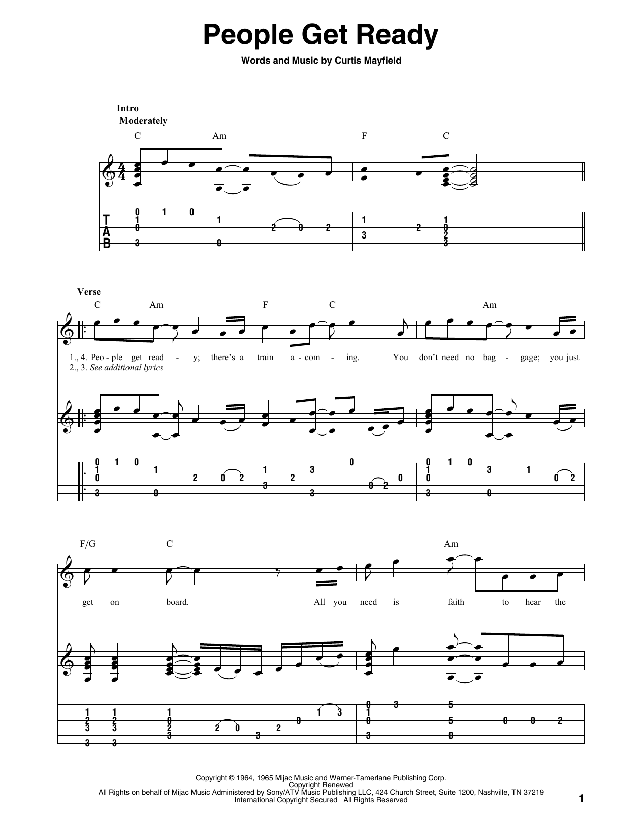 The Impressions People Get Ready Sheet Music