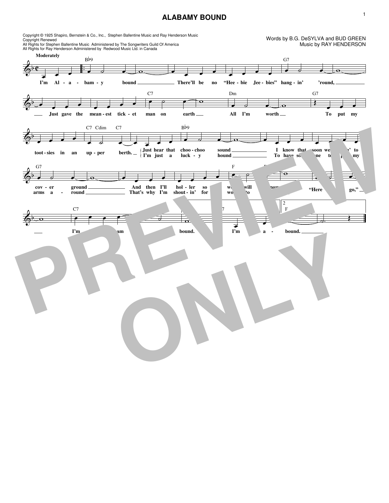 The Ink Spots Alabamy Bound Sheet Music