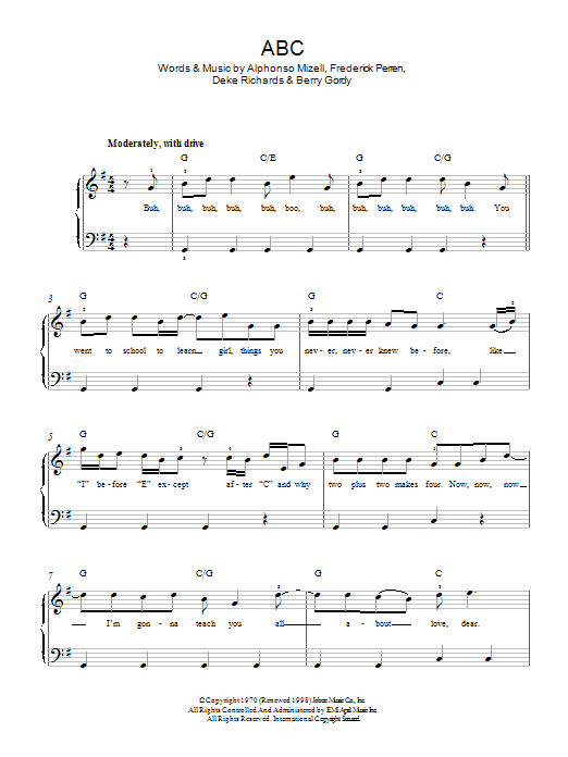 The Jackson 5 ABC Sheet Music
