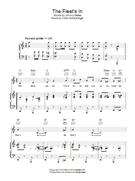 The Johnson Brothers The Fleet's In Sheet Music