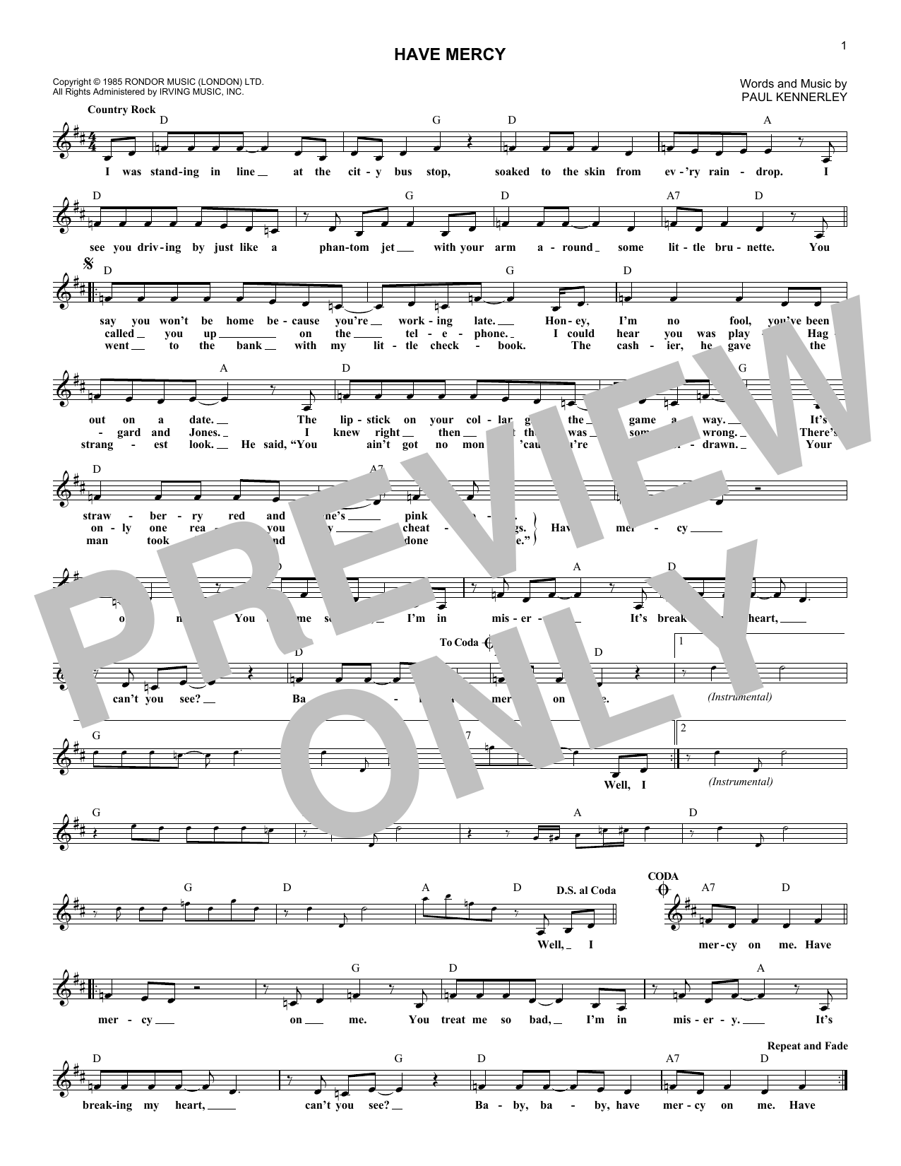 The Judds Have Mercy Sheet Music