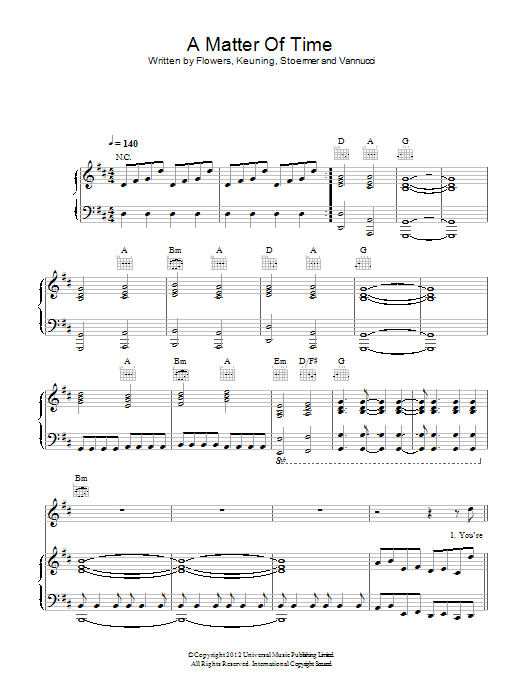 The Killers A Matter Of Time Sheet Music